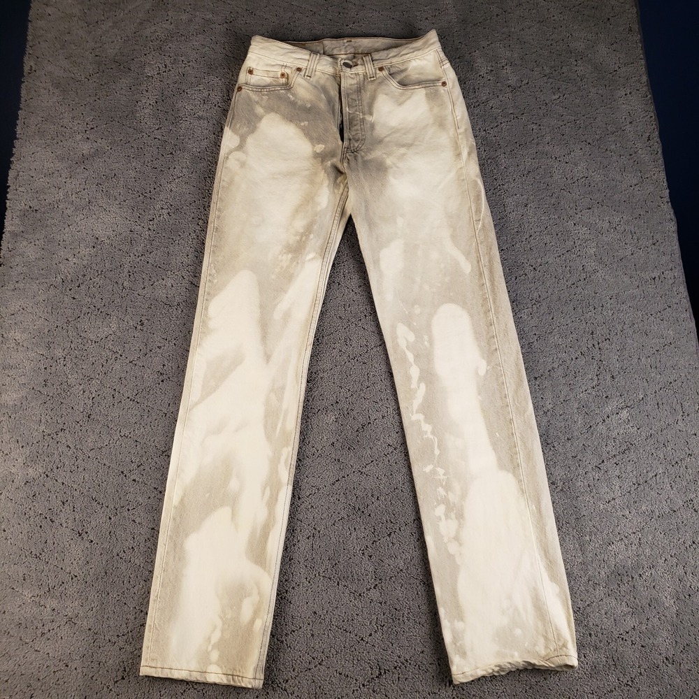 VTG 90s Levis 501 Jeans Mens 29x34 Gray Distressed Denim Button Fly 501 0648